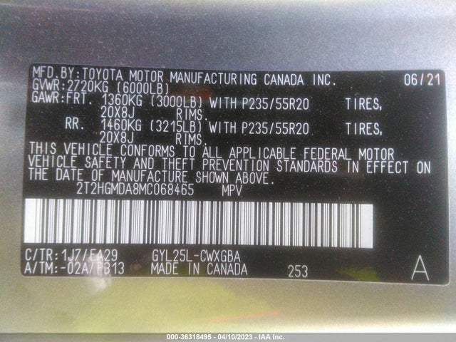 2T2HGMDA8MC068465 Lexus Rx Rx 450h