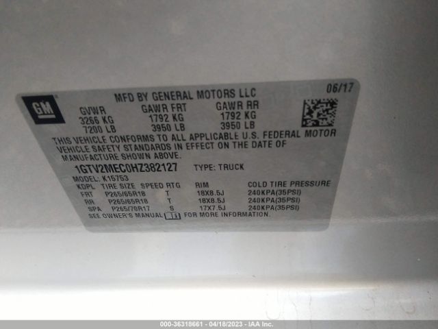 1GTV2MEC0HZ382127 GMC Sierra 1500 Sle