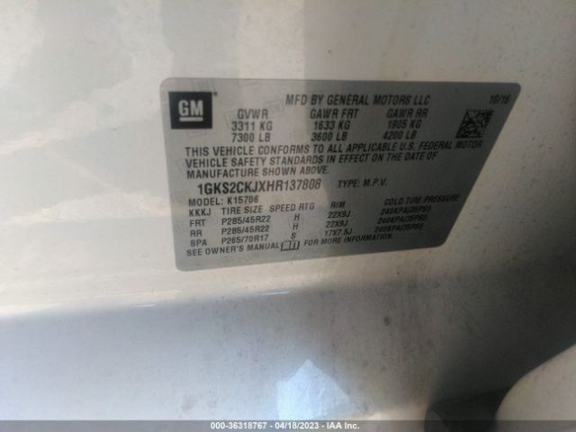 1GKS2CKJXHR137808 GMC YUKON DENALI