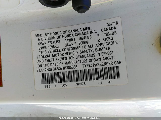 Honda Civic Coupe Lx-p 2018 2HGFC4B08JH305668 Image 10