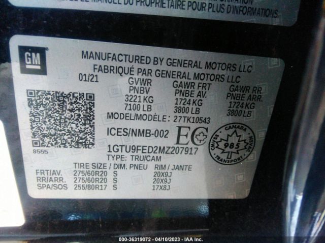 1GTU9FED2MZ207917 GMC Sierra 1500 Denali