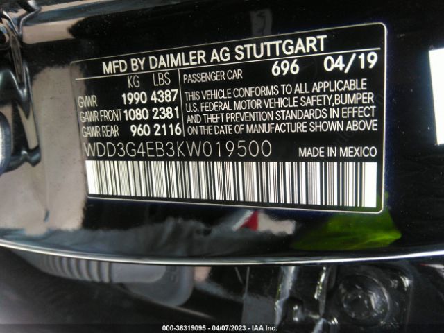 WDD3G4EB3KW019500 Mercedes-Benz A-class A 220