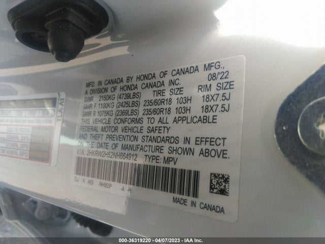 Honda CR-V EX 2022 2HKRW2H52NH664912 Image 10