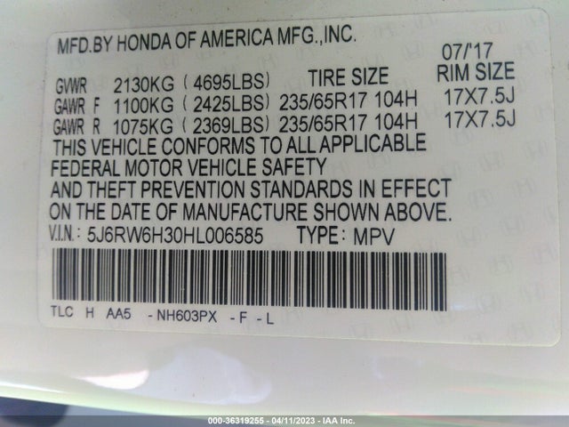 Honda CR-V LX 2017 5J6RW6H30HL006585 Image 9