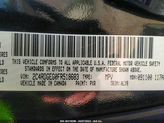 2015 Dodge Grand Caravan, VIN: 2C4RDGEG0FR518683