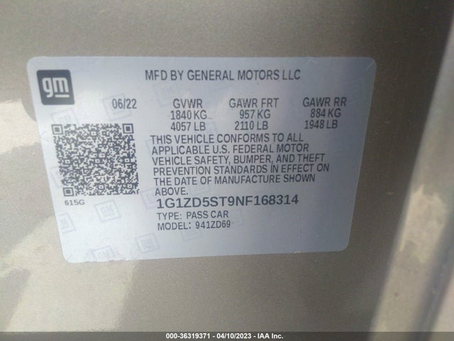 Chevrolet MALIBU LT 2022 1G1ZD5ST9NF168314 Image 9