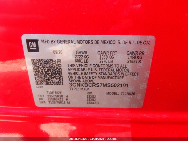 Chevrolet Blazer Lt 2021 3GNKBCRS7MS502101 Image 9
