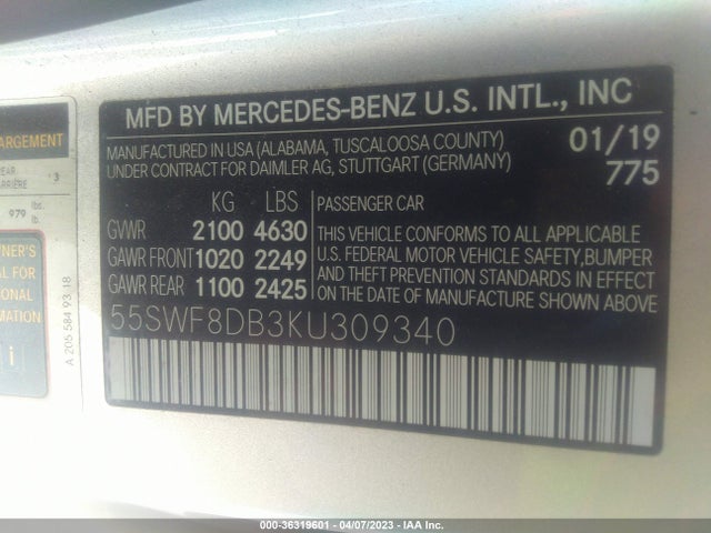 Mercedes-Benz C-class C 300 2019 55SWF8DB3KU309340 Image 10