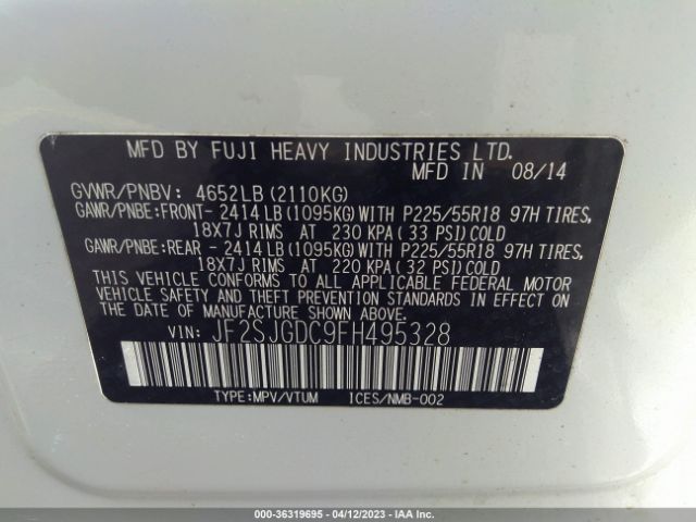 JF2SJGDC9FH495328 Subaru Forester 2.0xt Premium