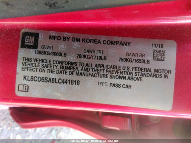 2020 Chevrolet Spark, VIN: KL8CD6SA6LC441816