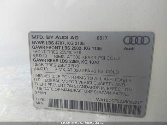 WA1BCCFS2JR005217 Audi Q3 Premium/sport Premium