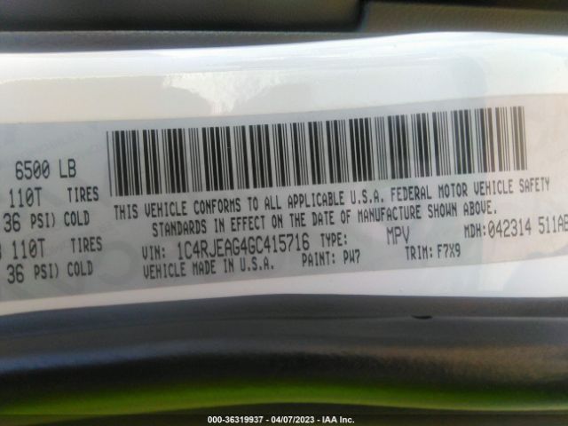 1C4RJEAG4GC415716 Jeep Grand Cherokee Laredo