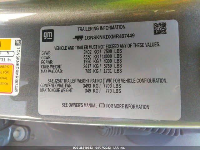 Chevrolet Tahoe Lt 2021 1GNSKNKDXMR467449 Image 10