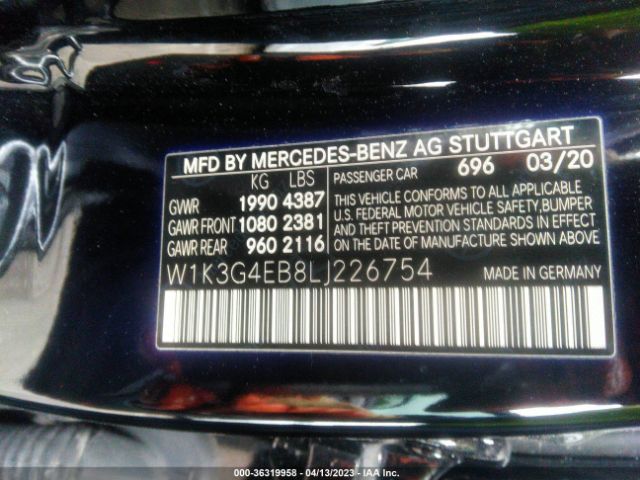 W1K3G4EB8LJ226754 Mercedes-Benz A-class A 220