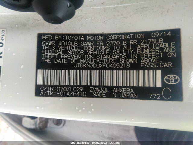 Toyota Prius Four 2015 JTDKN3DUXF0405218 Image 9