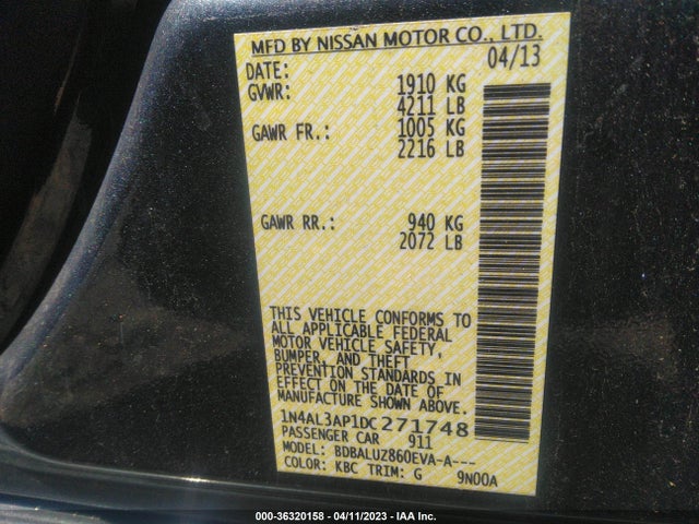 2013 NISSAN ALTIMA 2.5 SV VIN: 1N4AL3AP1DC271748
