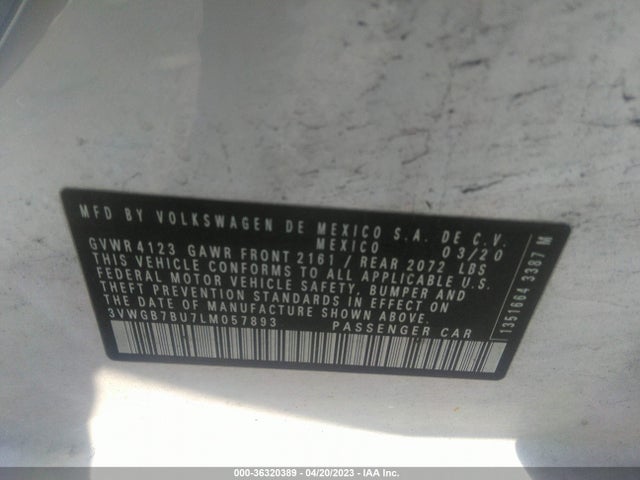 3VWGB7BU7LM057893 Volkswagen Jetta Sel Premium