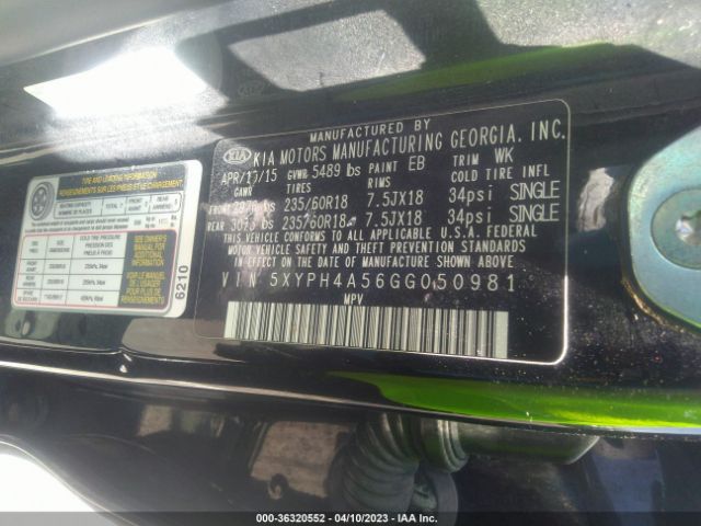 5XYPH4A56GG050981 KIA SORENTO EX