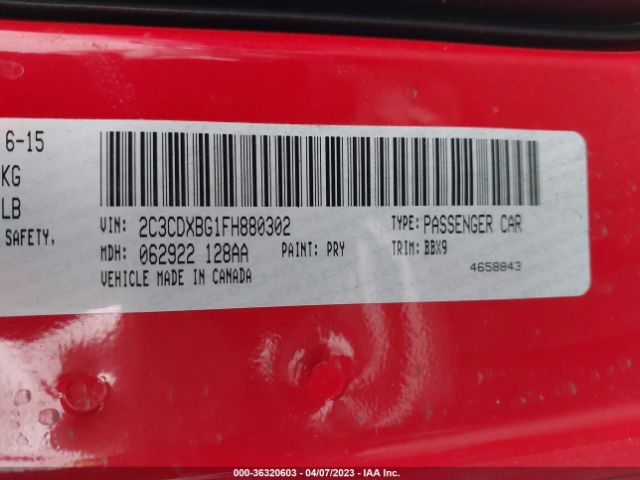2C3CDXBG1FH880302 Dodge Charger Se