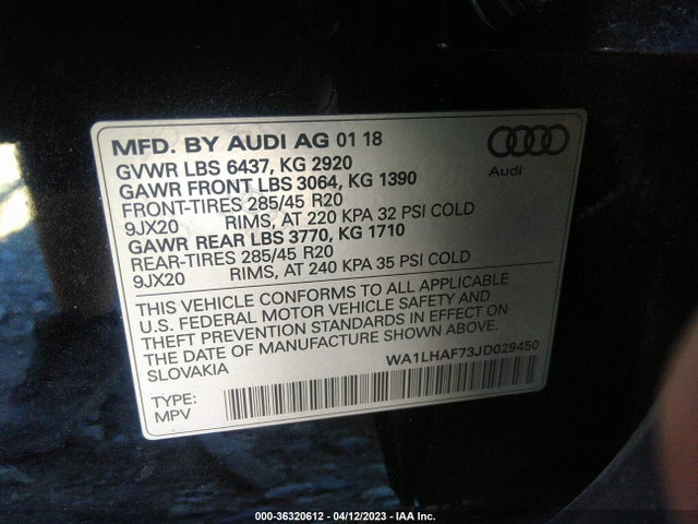 Audi Q7 Premium Plus 2018 WA1LHAF73JD029450 Image 9