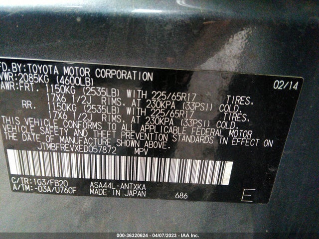 Toyota RAV4 LE 2014 JTMBFREVXED057872 Image 9