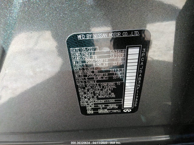 2022 Infiniti QX50, VIN: 3PCAJ5AB3NF117305