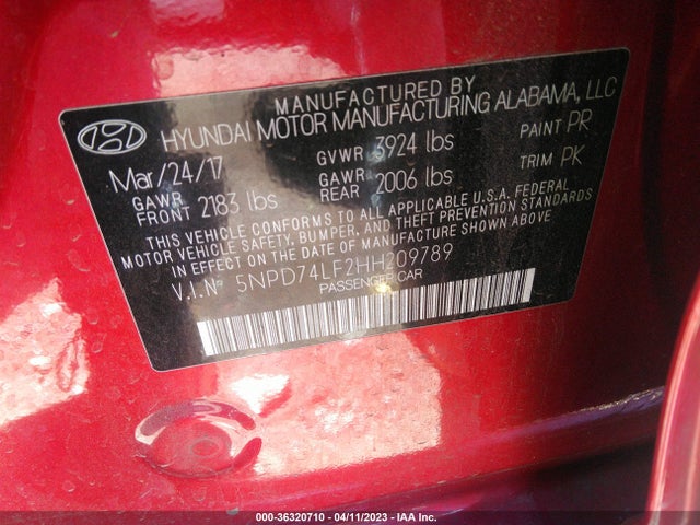 Hyundai ELANTRA SE 2017 5NPD74LF2HH209789 Image 10