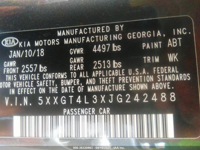 5XXGT4L3XJG242488 KIA Optima S