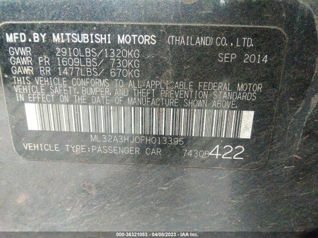 ML32A3HJ0FH013395 Mitsubishi Mirage De/rf