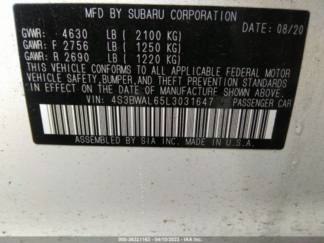 4S3BWAL65L3031647 Subaru Legacy Limited