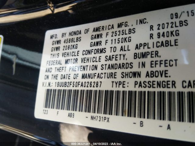 19UUB2F50FA026287 Acura Tlx V6 Tech