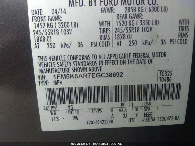 Ford UTILITY POLICE 2014 1FM5K8AR7EGC38692 Image 11