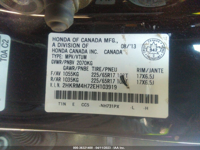Honda Cr-v Ex-l 2014 2HKRM4H72EH103919 Image 9