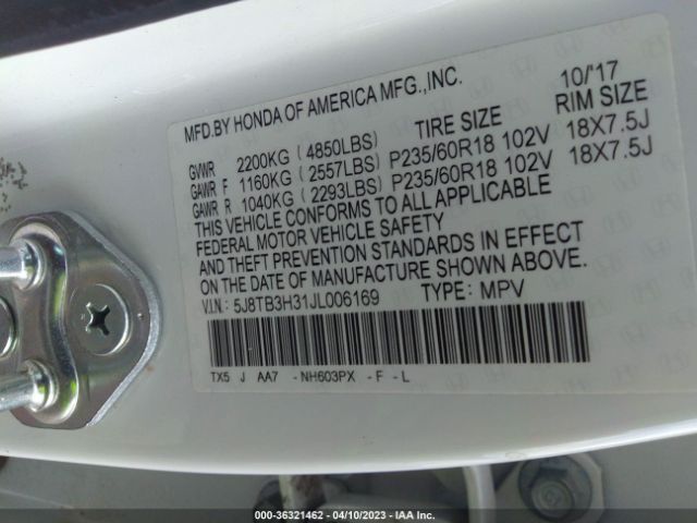 5J8TB3H31JL006169 Acura RDX