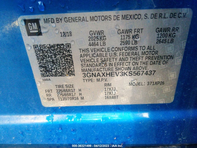 Chevrolet EQUINOX LS 2019 3GNAXHEV3KS567437 Image 9