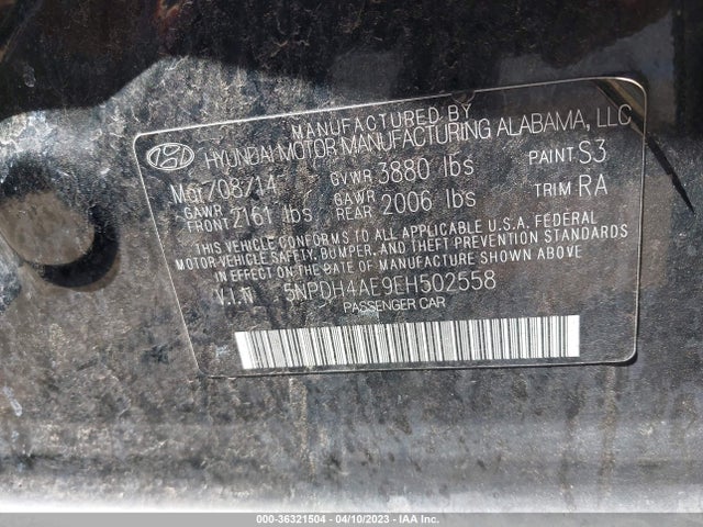 Hyundai ELANTRA SE 2014 5NPDH4AE9EH502558 Image 9