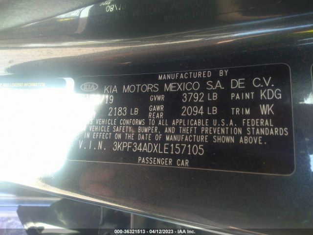 3KPF34ADXLE157105 KIA Forte Gt-line