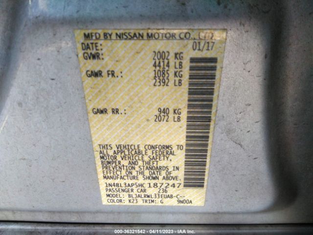 1N4BL3AP5HC187247 Nissan Altima 3.5 Sl