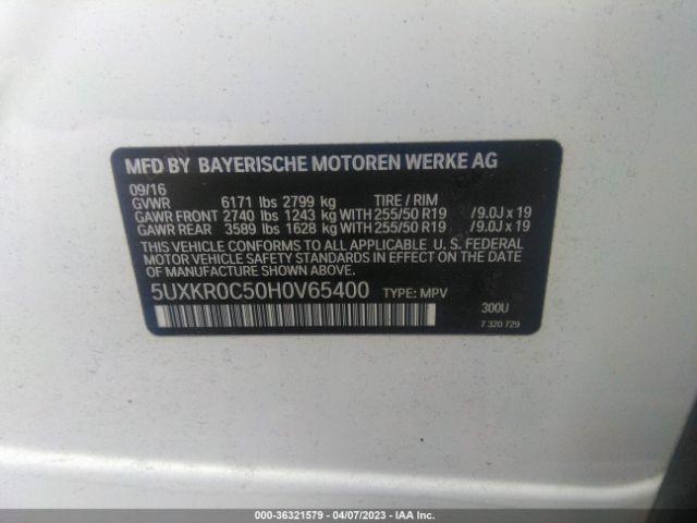 5UXKR0C50H0V65400 BMW X5 Xdrive35i