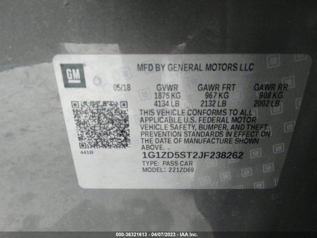 Chevrolet MALIBU LT 2018 1G1ZD5ST2JF238262 Image 9