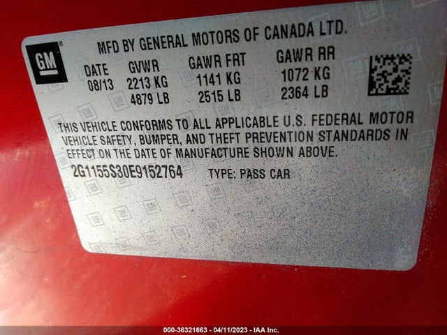 Chevrolet IMPALA 2LZ 2014 2G1155S30E9152764 Image 9