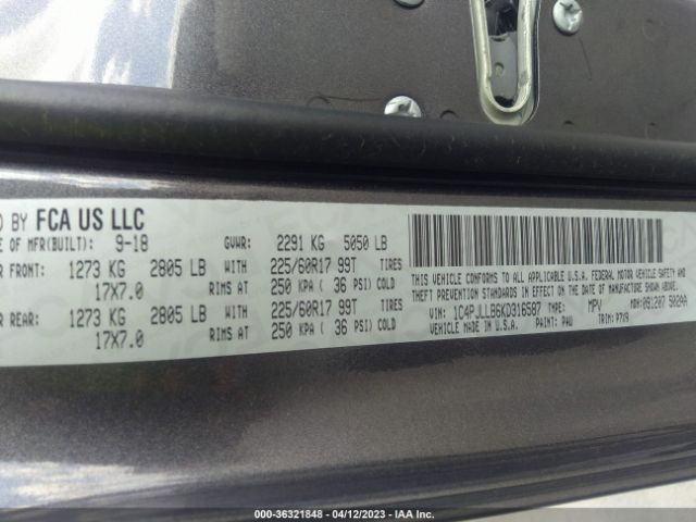 1C4PJLLB6KD316587 Jeep Cherokee Latitude Plus