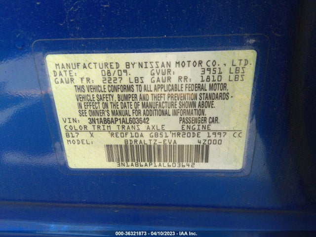 2010 NISSAN SENTRA 2.0 SR VIN: 3N1AB6AP1AL603642