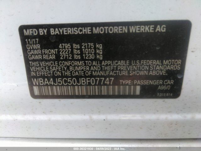 WBA4J5C50JBF07747 BMW 4 Series 440i