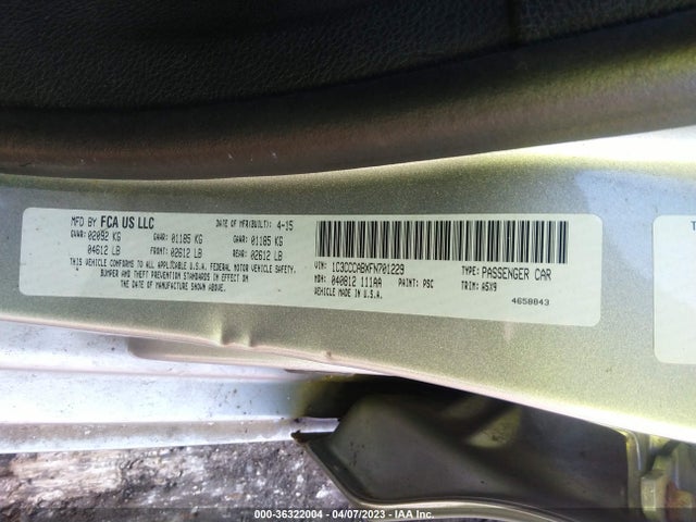 1C3CCCABXFN701229 Chrysler 200 Limited