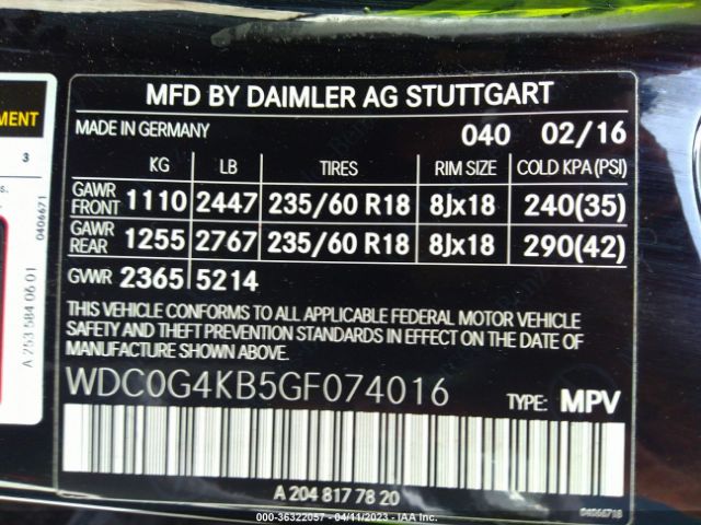 WDC0G4KB5GF074016 Mercedes-Benz Glc Glc 300