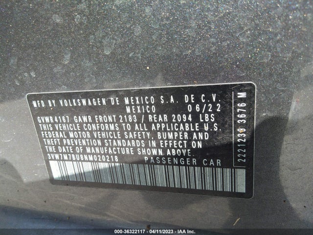 3VW7M7BU8NM020218 Volkswagen JETTA SE