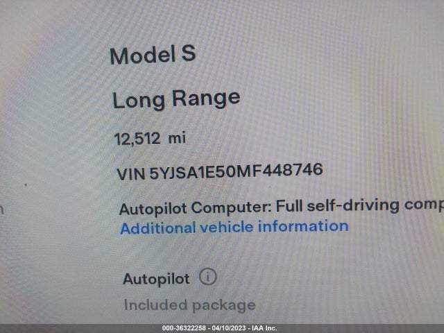 Tesla Model S Long Range 2021 5YJSA1E50MF448746 Image 9