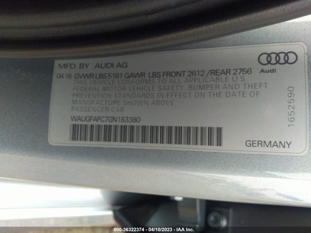 WAUGFAFC7GN183380 Audi A6 2.0t Premium Plus