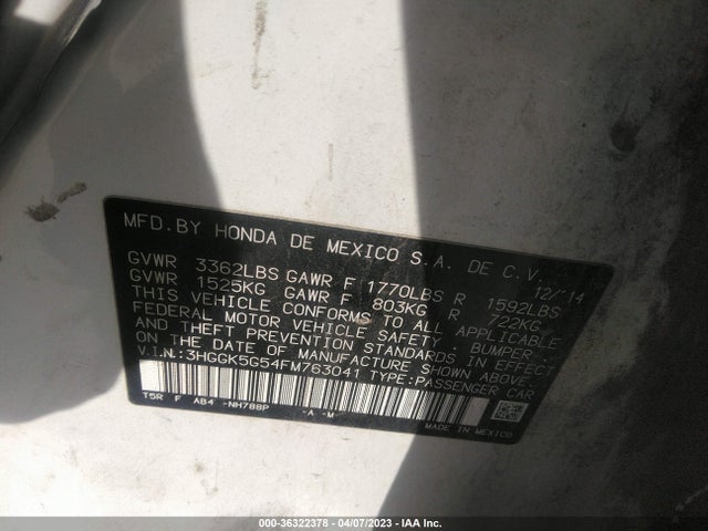 Honda FIT LX 2015 3HGGK5G54FM763041 Image 9